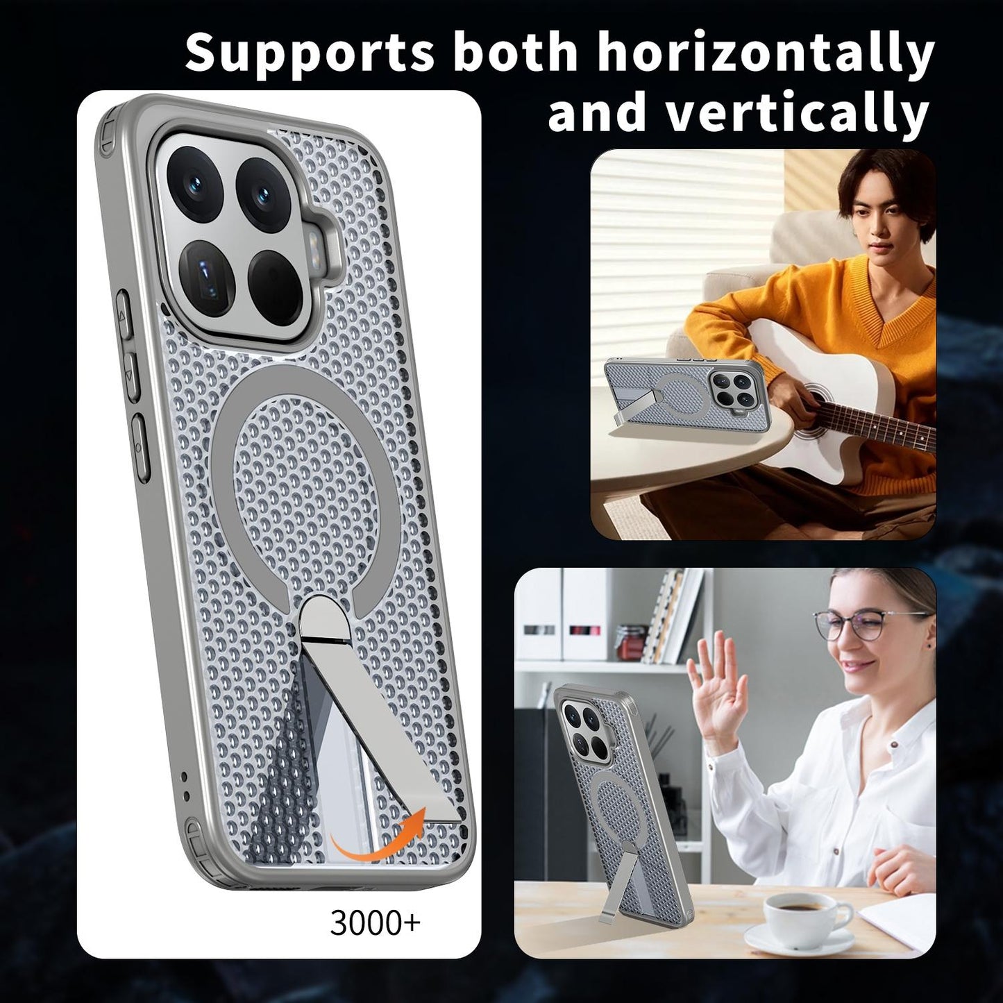 For Xiaomi 17T 5G Honeycomb Cooling MagSafe Holder Phone Case(Titanium Grey)