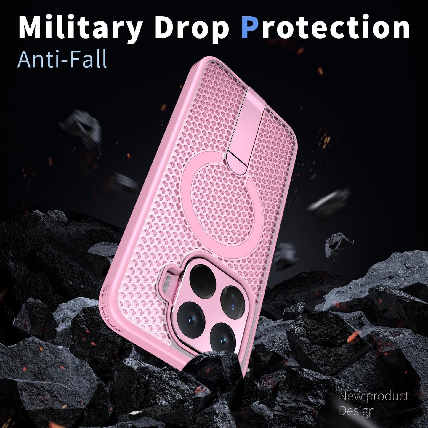 For Xiaomi 17T 5G Honeycomb Cooling MagSafe Holder Phone Case(Pink)