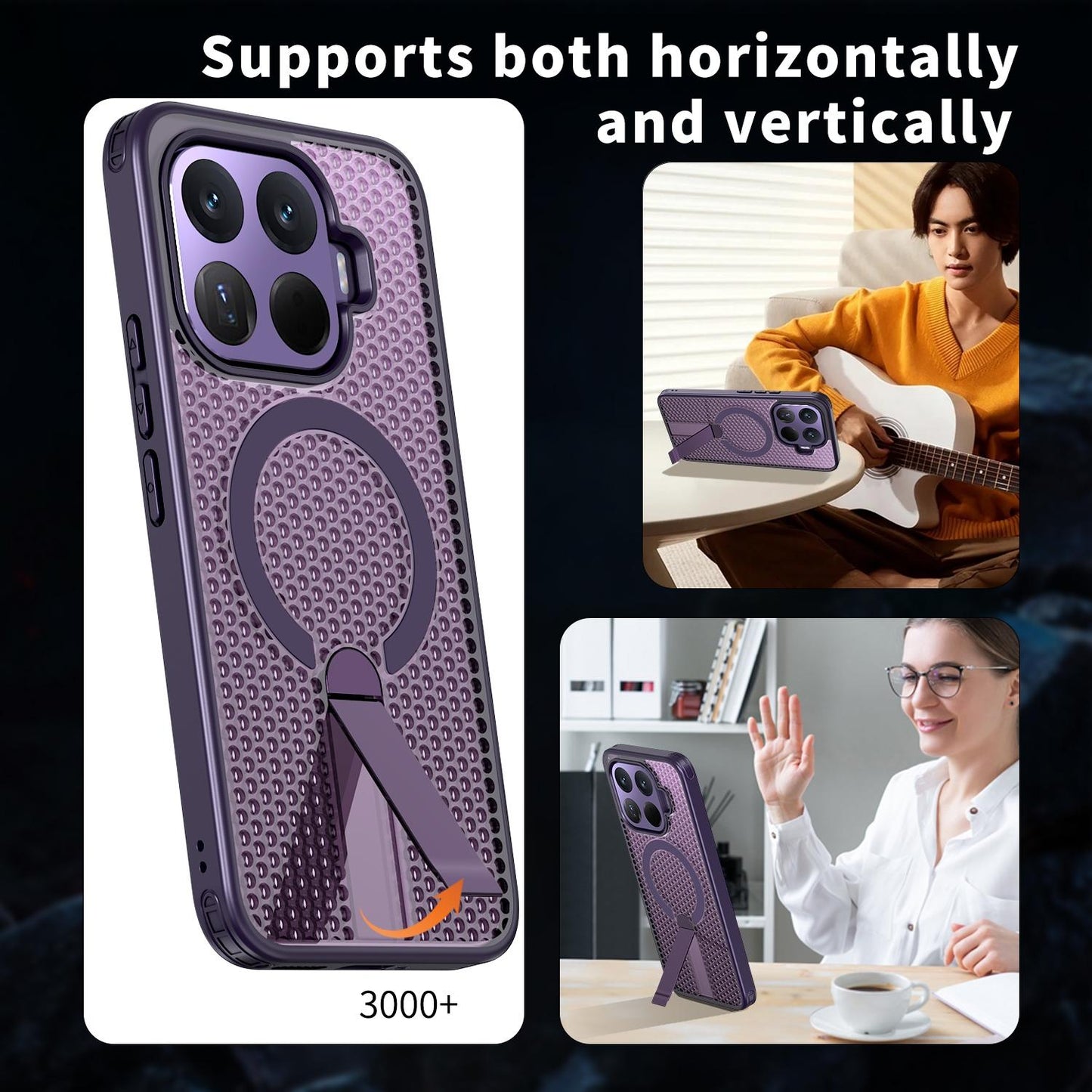 For Xiaomi 17T 5G Honeycomb Cooling MagSafe Holder Phone Case(Purple)
