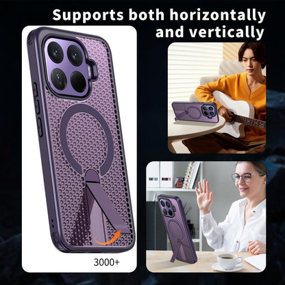 For Xiaomi 17T 5G Honeycomb Cooling MagSafe Holder Phone Case(Purple)