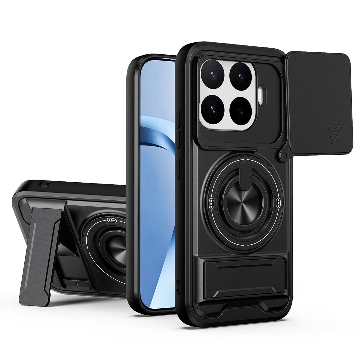 For Xiaomi 17T 5G Lens Sliding Window Multifunctional Magnetic Shockproof Phone Case - Black - EDA008902108B