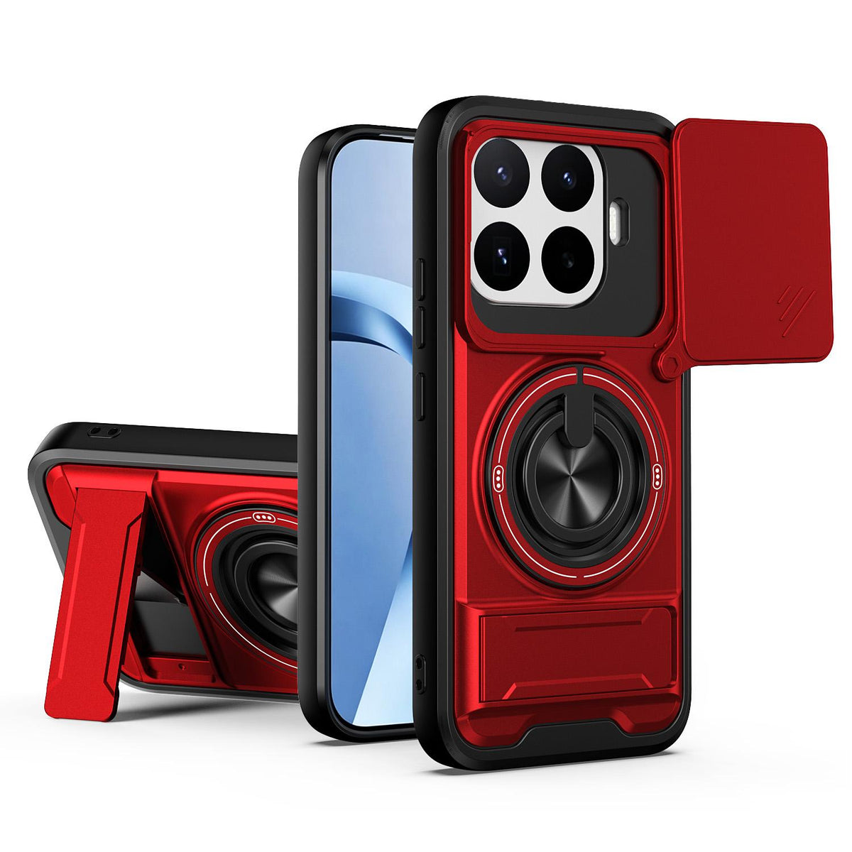 For Xiaomi 17T 5G Lens Sliding Window Multifunctional Magnetic Shockproof Phone Case - Red - EDA008902108C