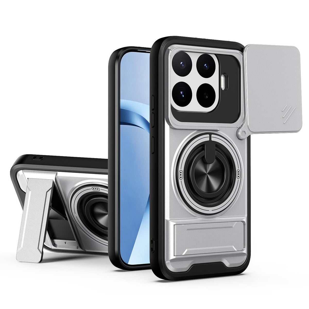 For Xiaomi 17T 5G Lens Sliding Window Multifunctional Magnetic Shockproof Phone Case - Titanium Gray - EDA008902108D