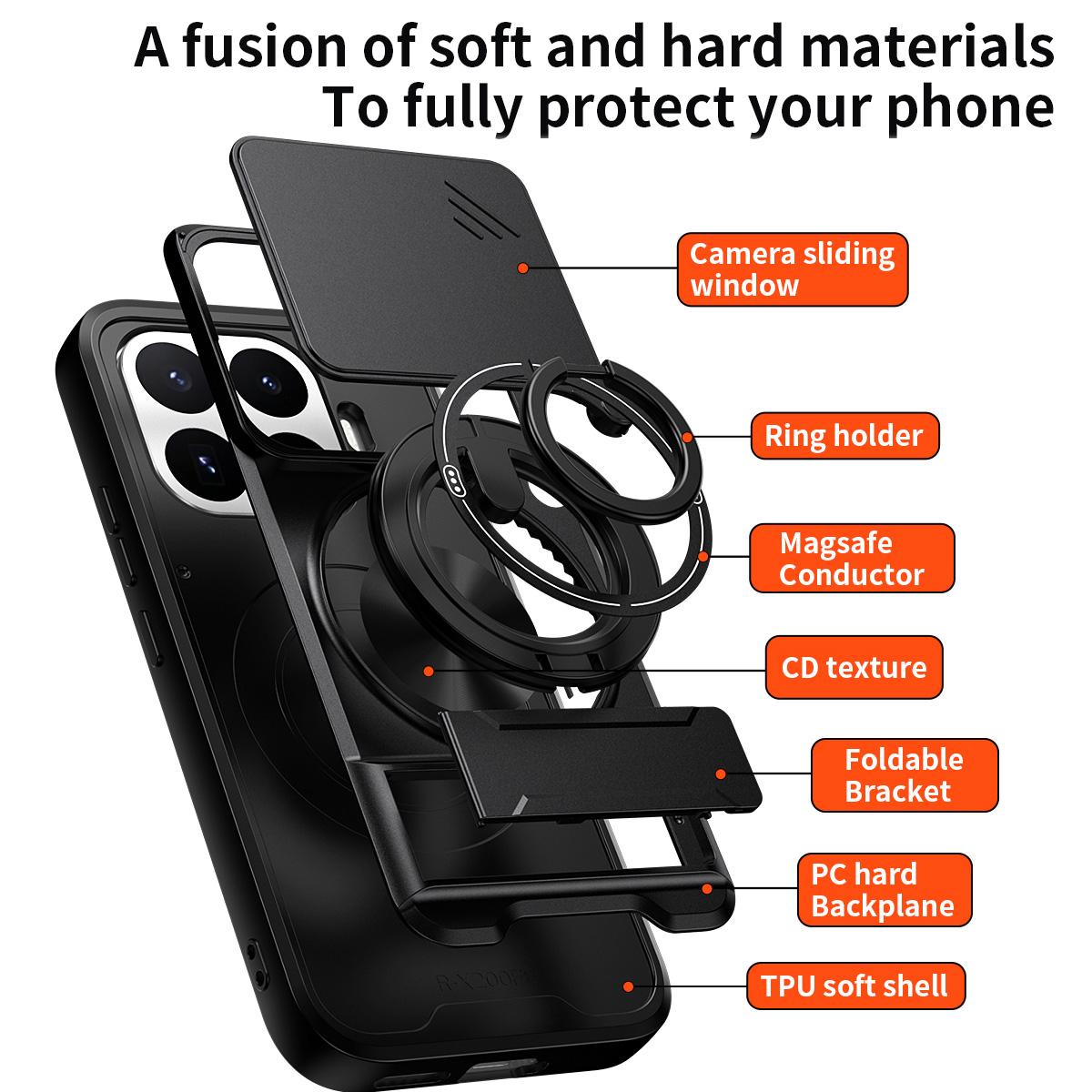 For Xiaomi 17T 5G Lens Sliding Window Multifunctional Magnetic Shockproof Phone Case - Orange - EDA008902108E