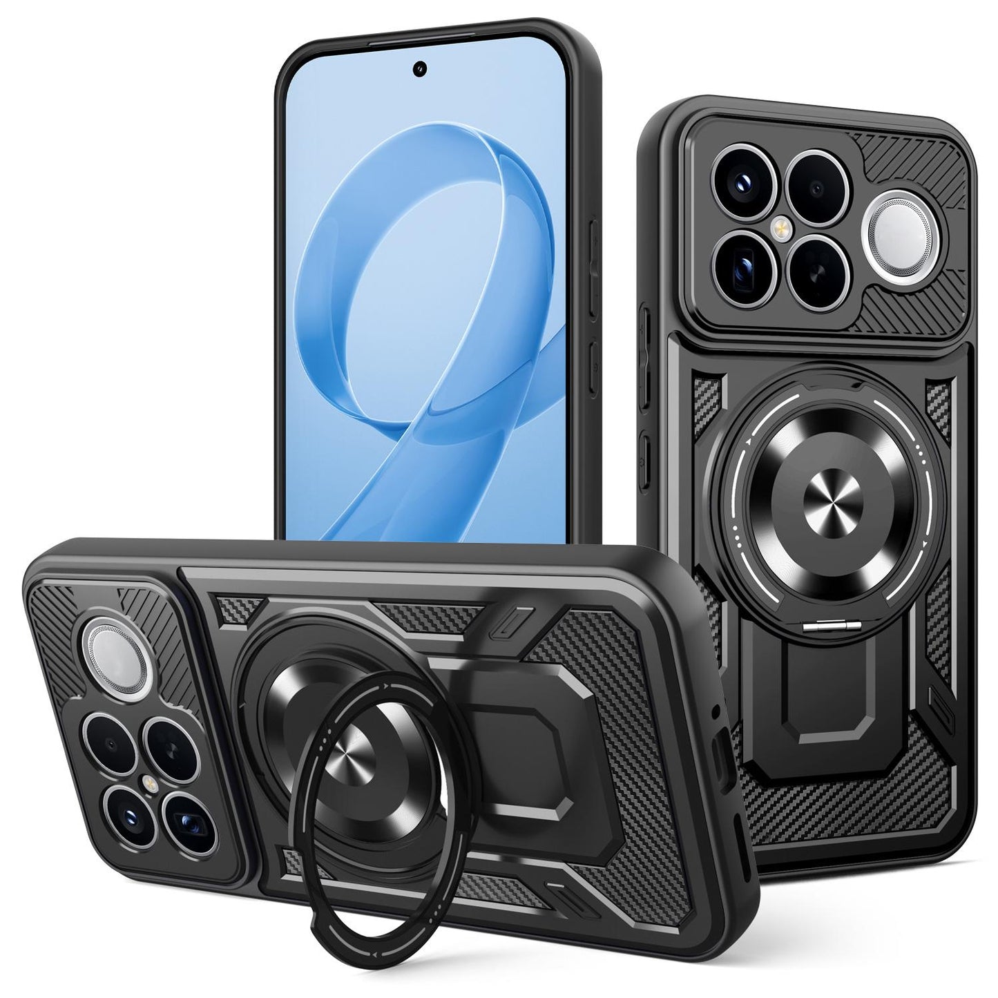 For Redmi K90 Pro Max / Poco F8 Ultra Armor Rotating Holder MagSafe Phone Case(Black)