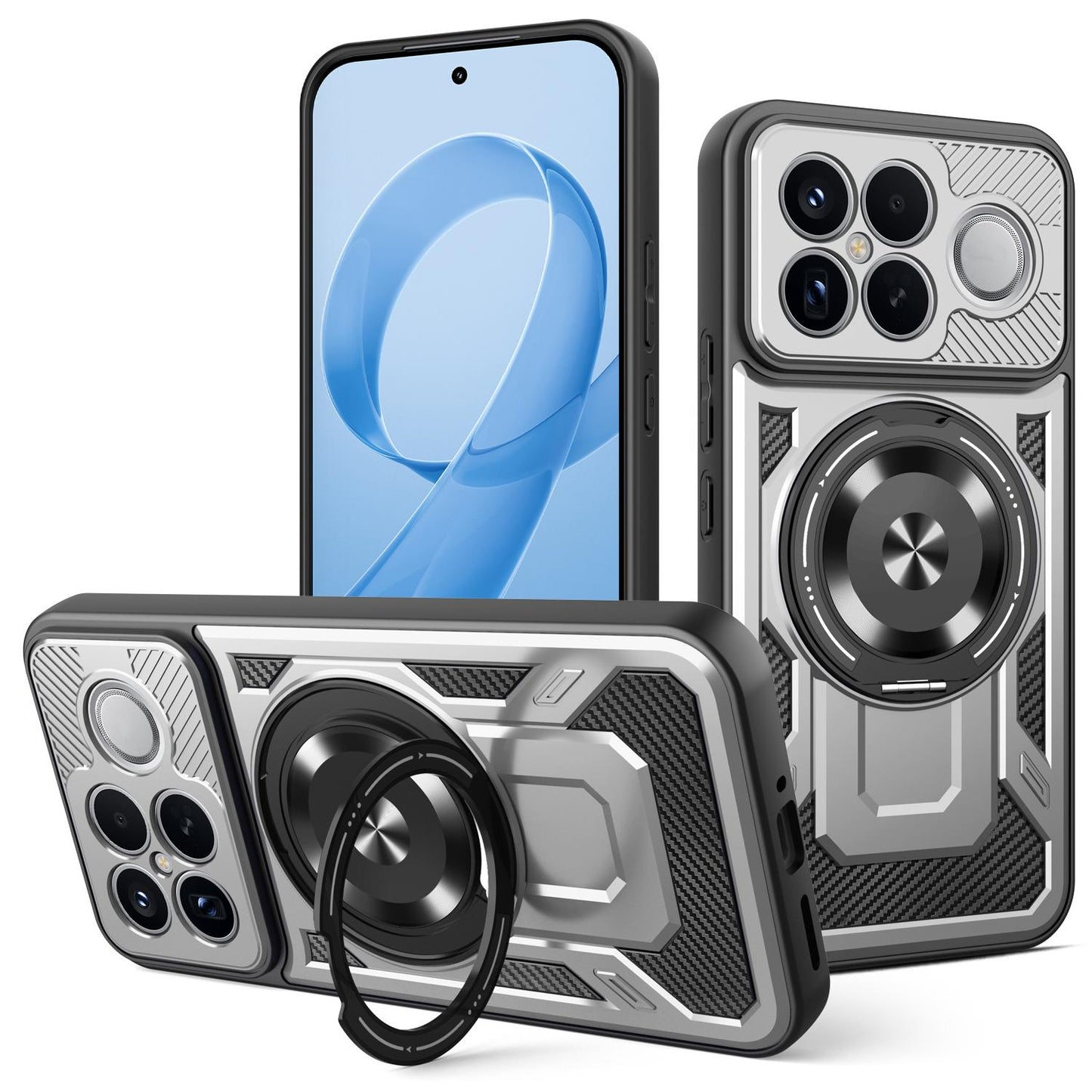 For Redmi K90 Pro Max / Poco F8 Ultra Armor Rotating Holder MagSafe Phone Case(Grey)