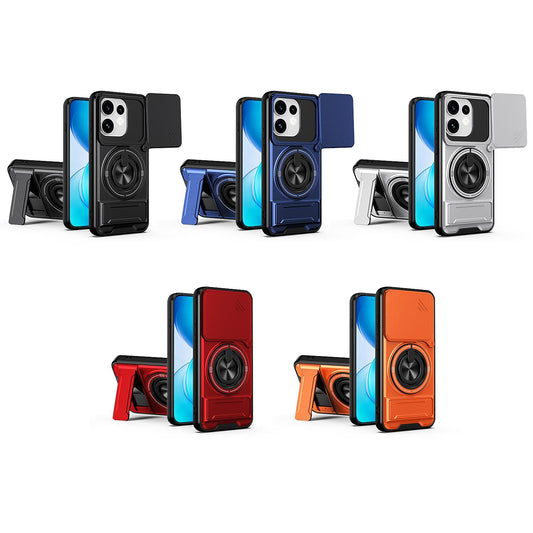 For OPPO Reno16 / Reno16 Pro 5G Global Lens Sliding Window Multifunctional Magnetic Shockproof Phone Case - Orange - EDA008917114E