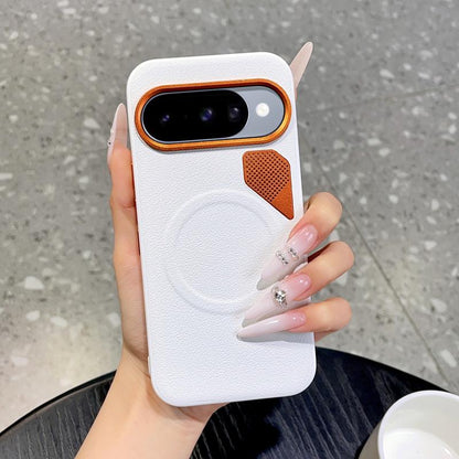 For Google Pixel 11 PC + TPU + Leather Cooling Holes MagSafe Phone Case(White)
