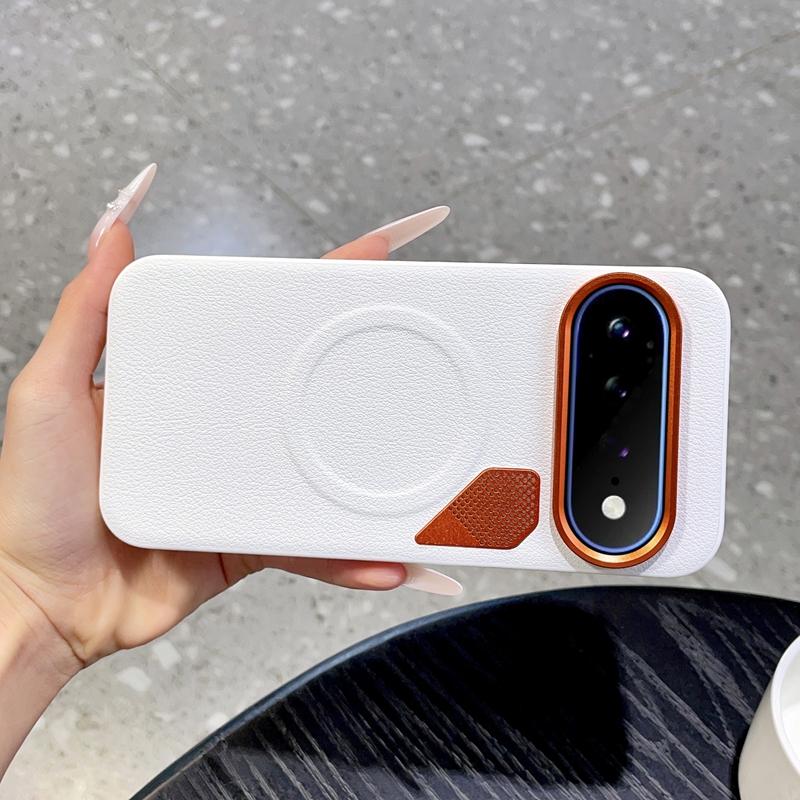 For Google Pixel 11 Pro PC + TPU + Leather Cooling Holes MagSafe Phone Case(White)