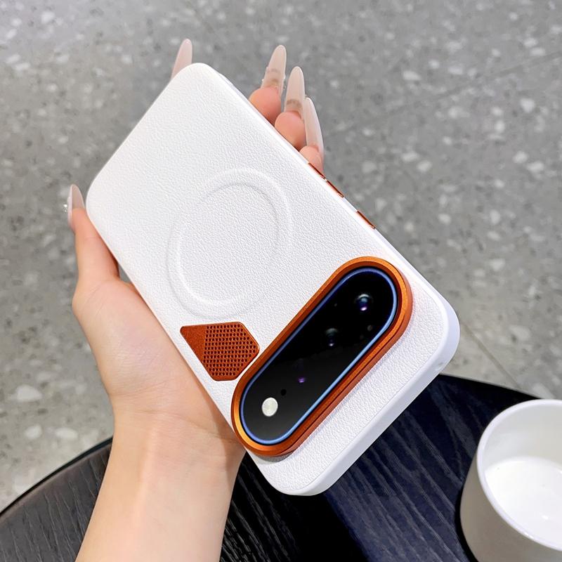 For Google Pixel 11 Pro PC + TPU + Leather Cooling Holes MagSafe Phone Case(White)