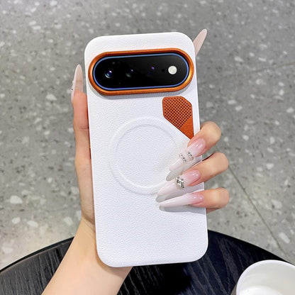 For Google Pixel 11 Pro XL PC + TPU + Leather Cooling Holes MagSafe Phone Case(White)