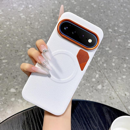 For Google Pixel 11 Pro XL PC + TPU + Leather Cooling Holes MagSafe Phone Case(White)