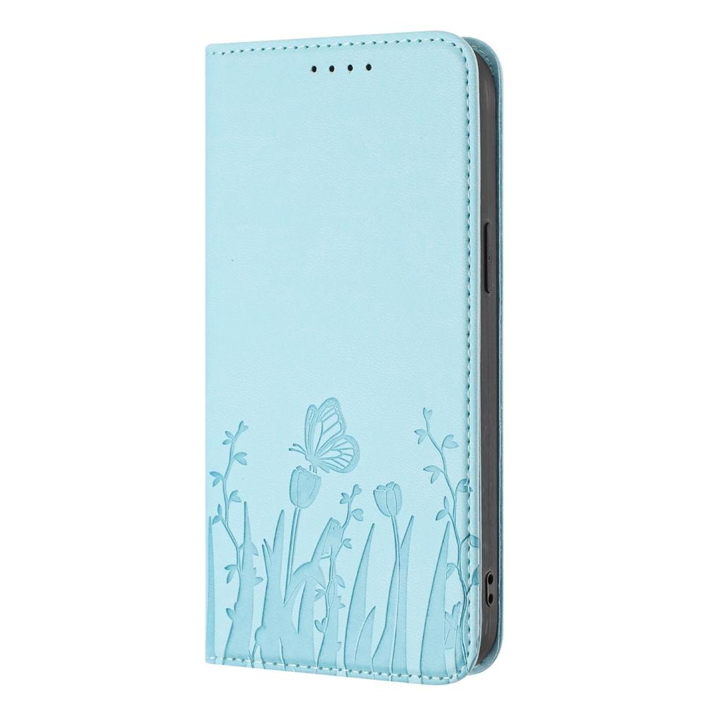 For Redmi K90 Pro Max / Poco F8 Ultra 5G Tulips Butterfly Pattern Magnetic Vegan Leather Phone Case(Light Blue)