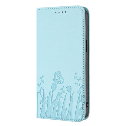 For Redmi K90 Pro Max / Poco F8 Ultra 5G Tulips Butterfly Pattern Magnetic Vegan Leather Phone Case(Light Blue)