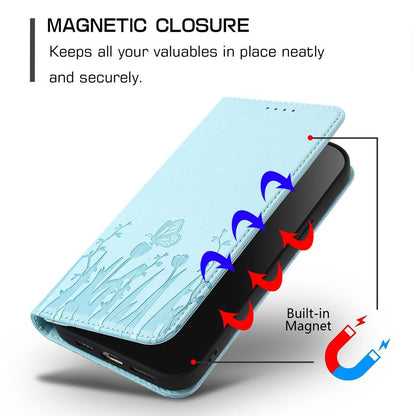 For Redmi K90 Pro Max / Poco F8 Ultra 5G Tulips Butterfly Pattern Magnetic Vegan Leather Phone Case(Light Blue)