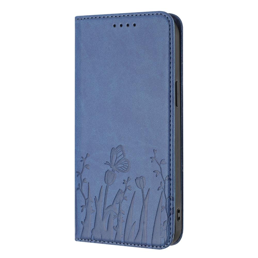 For Redmi K90 Pro Max / Poco F8 Ultra 5G Tulips Butterfly Pattern Magnetic Vegan Leather Phone Case(Royal Blue)