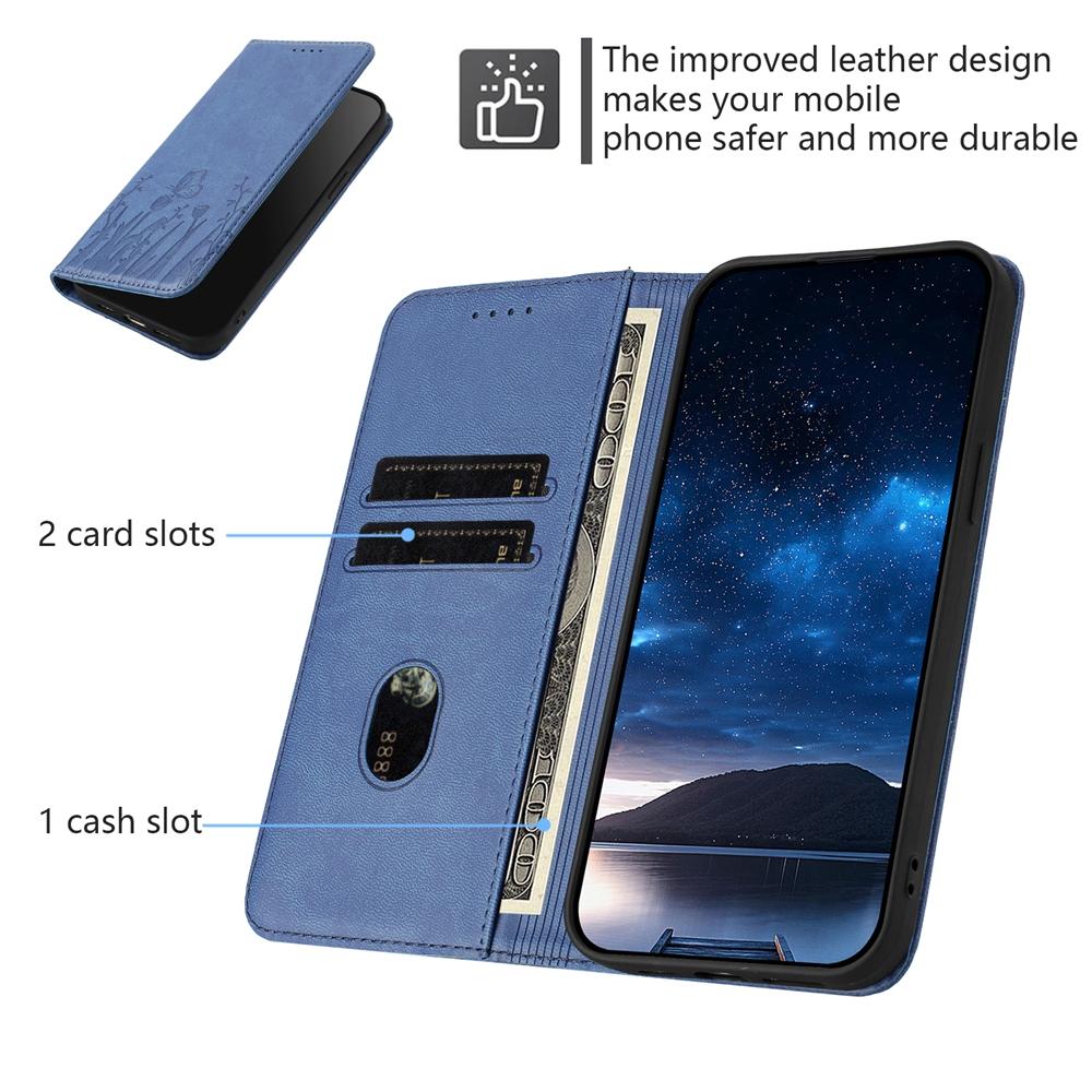 For Redmi K90 Pro Max / Poco F8 Ultra 5G Tulips Butterfly Pattern Magnetic Vegan Leather Phone Case(Royal Blue)