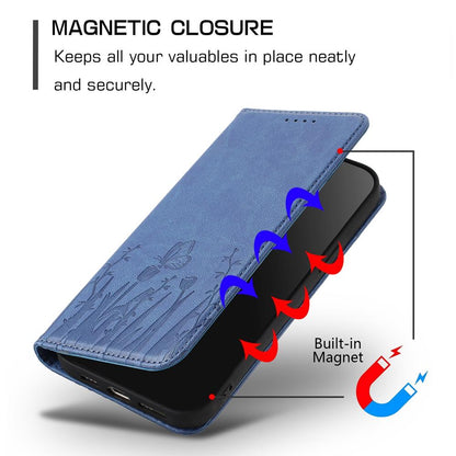 For Redmi K90 Pro Max / Poco F8 Ultra 5G Tulips Butterfly Pattern Magnetic Vegan Leather Phone Case(Royal Blue)