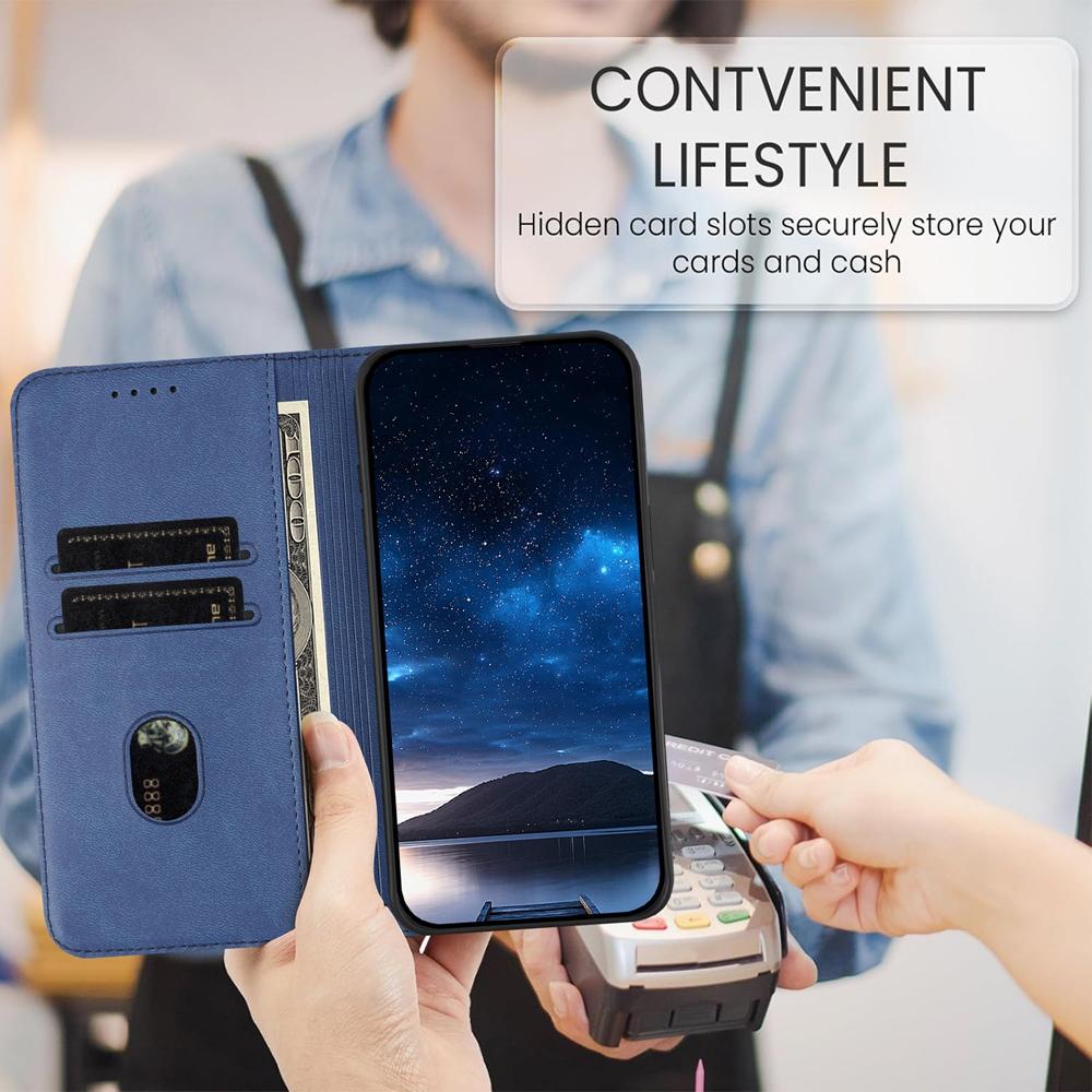 For Redmi K90 Pro Max / Poco F8 Ultra 5G Tulips Butterfly Pattern Magnetic Vegan Leather Phone Case(Royal Blue)