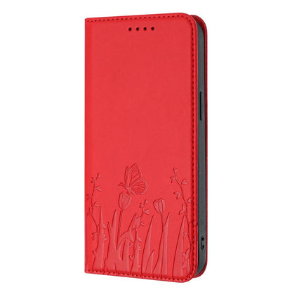 For Redmi K90 Pro Max / Poco F8 Ultra 5G Tulips Butterfly Pattern Magnetic Vegan Leather Phone Case(Red)