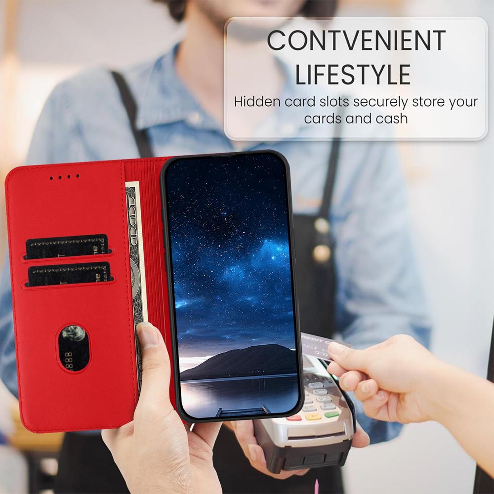 For Redmi K90 Pro Max / Poco F8 Ultra 5G Tulips Butterfly Pattern Magnetic Vegan Leather Phone Case(Red)