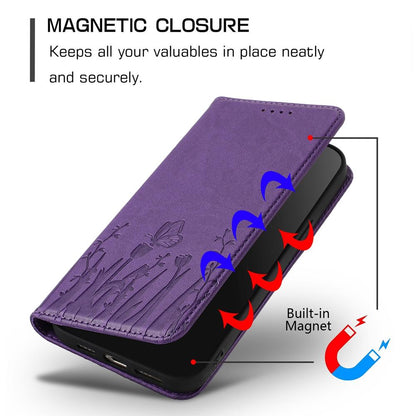For Redmi K90 Pro Max / Poco F8 Ultra 5G Tulips Butterfly Pattern Magnetic Vegan Leather Phone Case(Dark Purple)