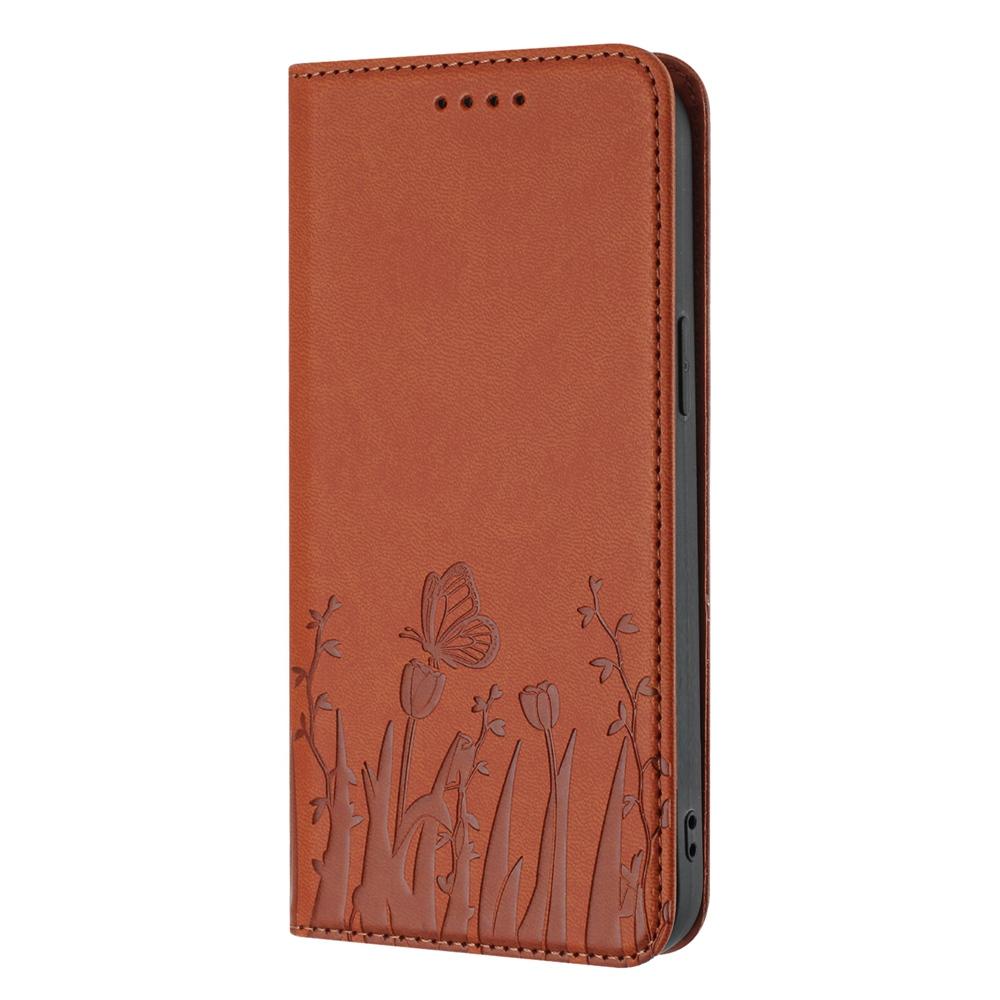 For Redmi K90 Pro Max / Poco F8 Ultra 5G Tulips Butterfly Pattern Magnetic Vegan Leather Phone Case(Coffee)