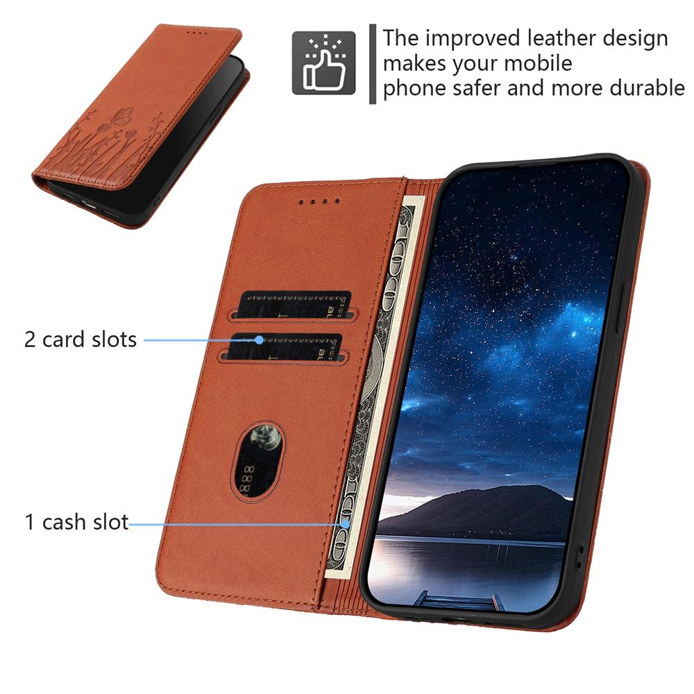 For Redmi K90 Pro Max / Poco F8 Ultra 5G Tulips Butterfly Pattern Magnetic Vegan Leather Phone Case(Coffee)