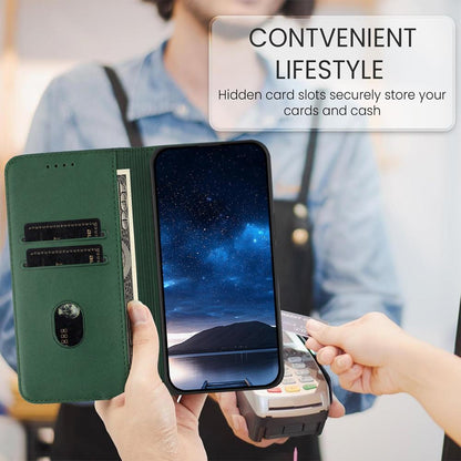 For Redmi K90 Pro Max / Poco F8 Ultra 5G Tulips Butterfly Pattern Magnetic Vegan Leather Phone Case(Dark Green)