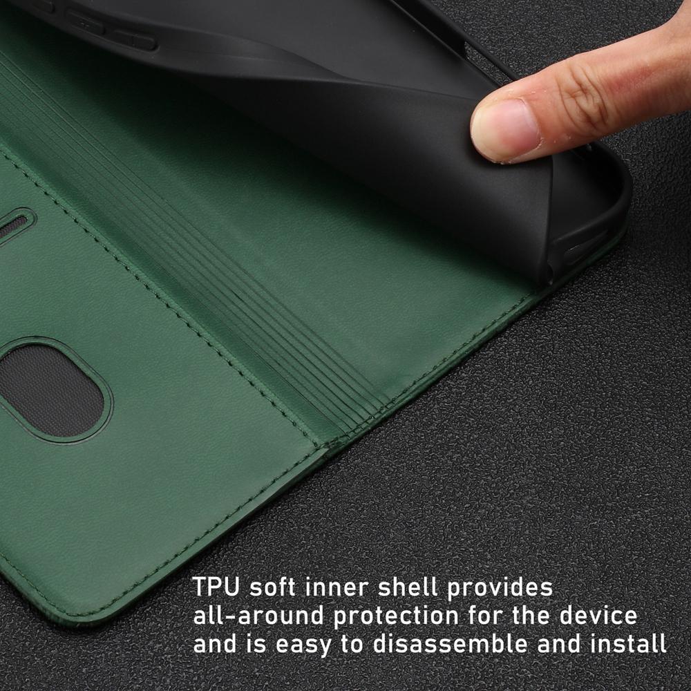 For Redmi K90 Pro Max / Poco F8 Ultra 5G Tulips Butterfly Pattern Magnetic Vegan Leather Phone Case(Dark Green)