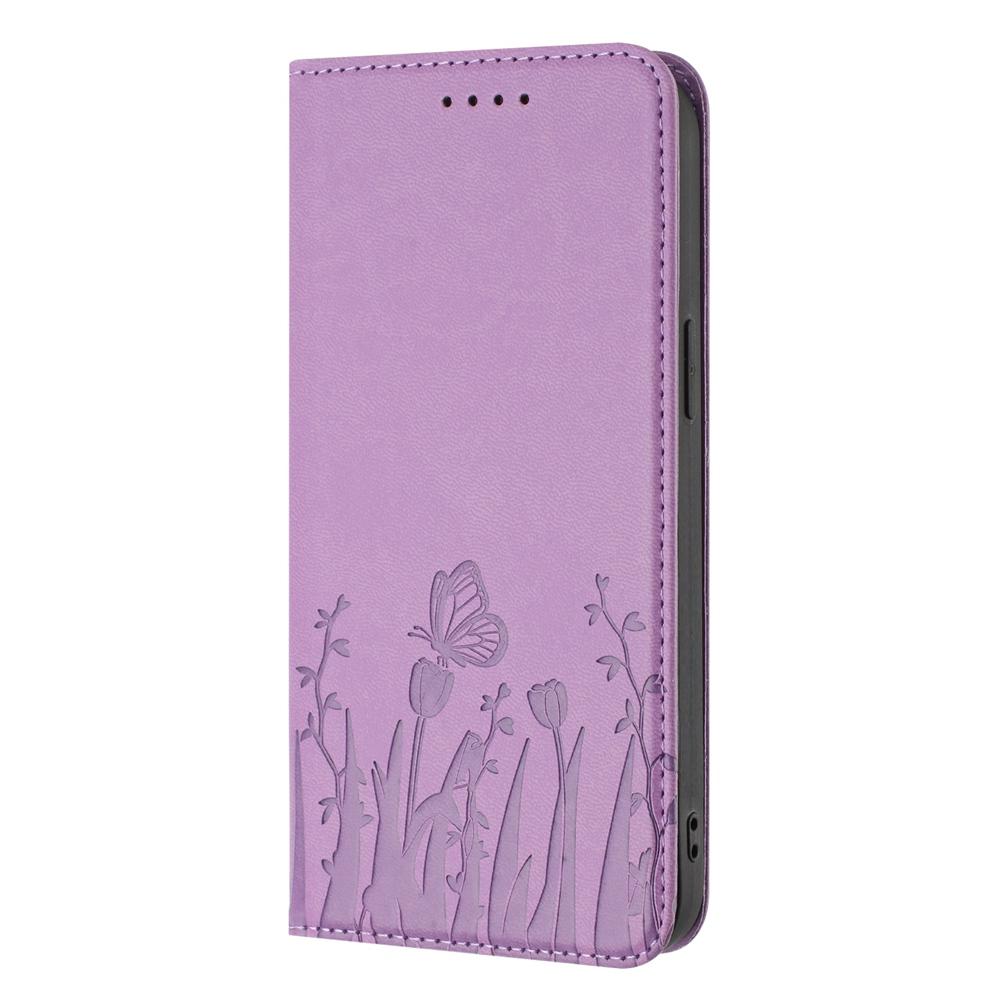For Redmi K90 Pro Max / Poco F8 Ultra 5G Tulips Butterfly Pattern Magnetic Vegan Leather Phone Case(Light Purple)