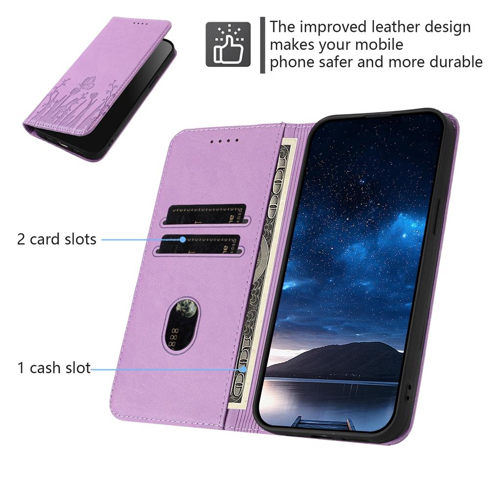 For Redmi K90 Pro Max / Poco F8 Ultra 5G Tulips Butterfly Pattern Magnetic Vegan Leather Phone Case(Light Purple)