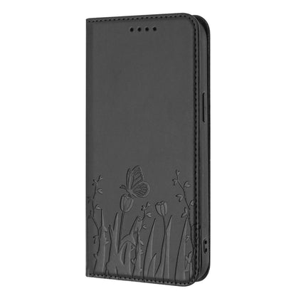 For Redmi K90 Pro Max / Poco F8 Ultra 5G Tulips Butterfly Pattern Magnetic Vegan Leather Phone Case(Black)