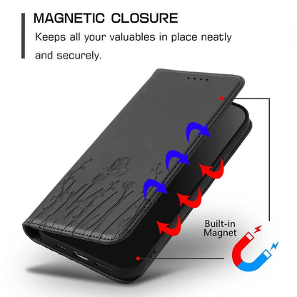 For Redmi K90 Pro Max / Poco F8 Ultra 5G Tulips Butterfly Pattern Magnetic Vegan Leather Phone Case(Black)