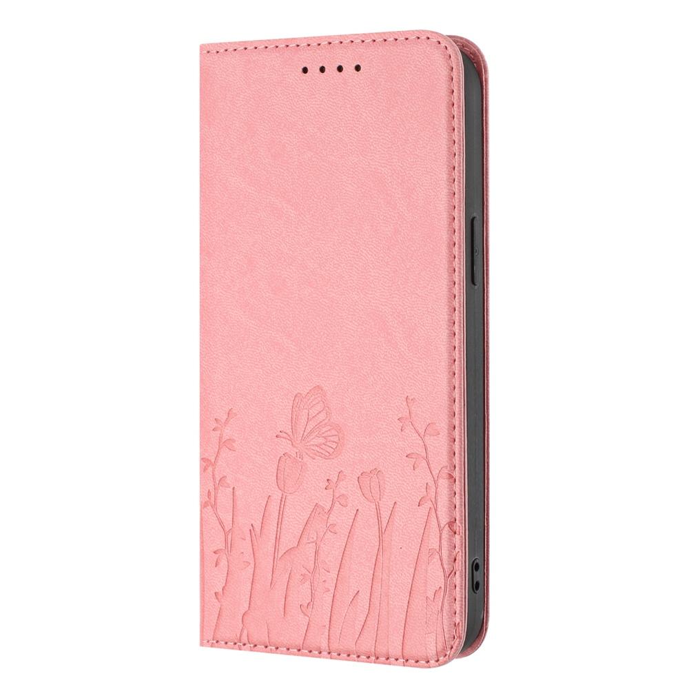 For Redmi K90 Pro Max / Poco F8 Ultra 5G Tulips Butterfly Pattern Magnetic Vegan Leather Phone Case(Pink)