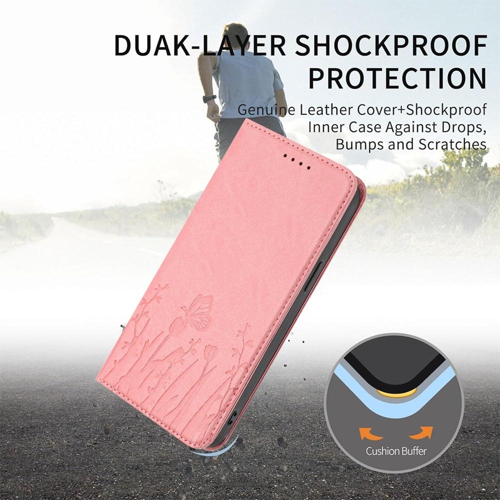 For Redmi K90 Pro Max / Poco F8 Ultra 5G Tulips Butterfly Pattern Magnetic Vegan Leather Phone Case(Pink)