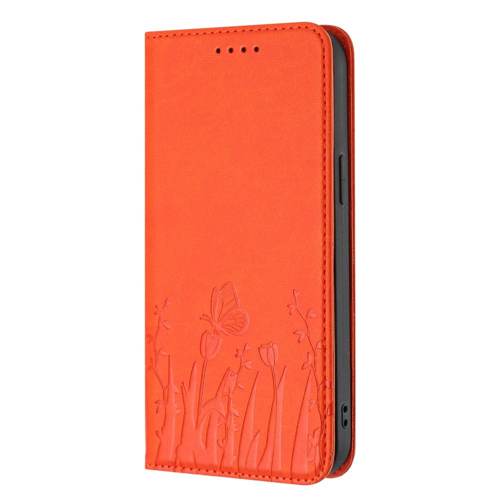 For Redmi K90 Pro Max / Poco F8 Ultra 5G Tulips Butterfly Pattern Magnetic Vegan Leather Phone Case(Orange)
