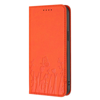 For Redmi K90 Pro Max / Poco F8 Ultra 5G Tulips Butterfly Pattern Magnetic Vegan Leather Phone Case(Orange)