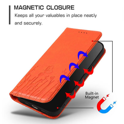 For Redmi K90 Pro Max / Poco F8 Ultra 5G Tulips Butterfly Pattern Magnetic Vegan Leather Phone Case(Orange)