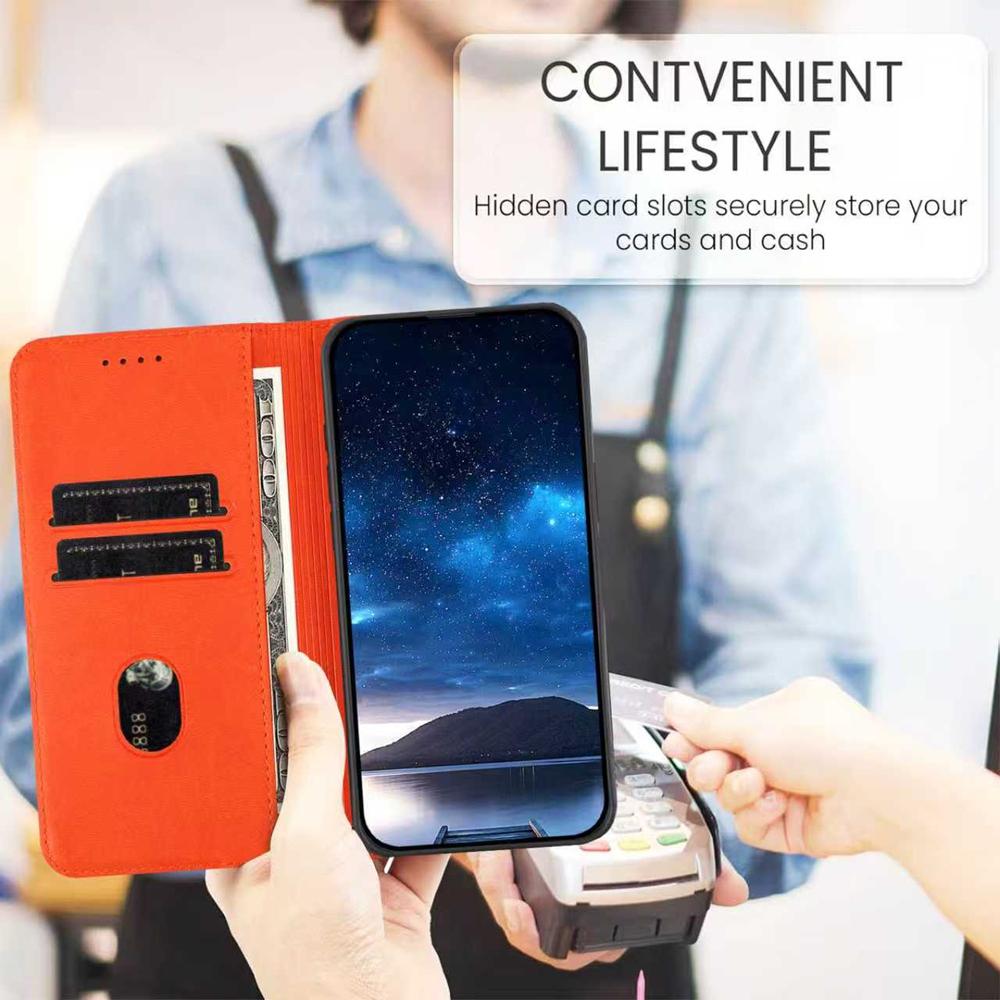 For Redmi K90 Pro Max / Poco F8 Ultra 5G Tulips Butterfly Pattern Magnetic Vegan Leather Phone Case(Orange)