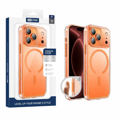 For iPhone 18 Pro XDcase Frosted Transparent Magnetic Shockproof Phone Case - Orange - EDA008952105A