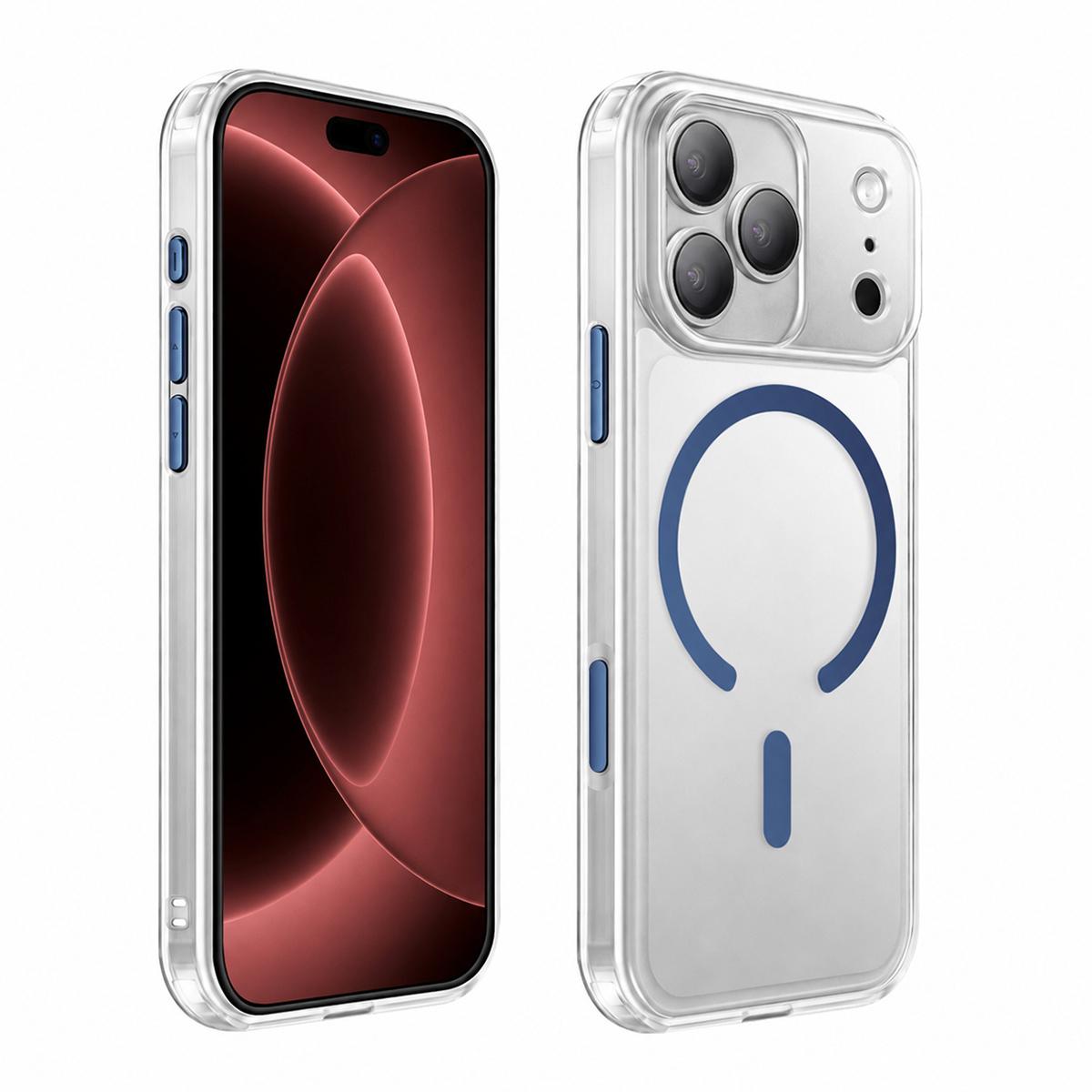 For iPhone 18 Pro XDcase Frosted Transparent Magnetic Shockproof Phone Case - Blue - EDA008952105B