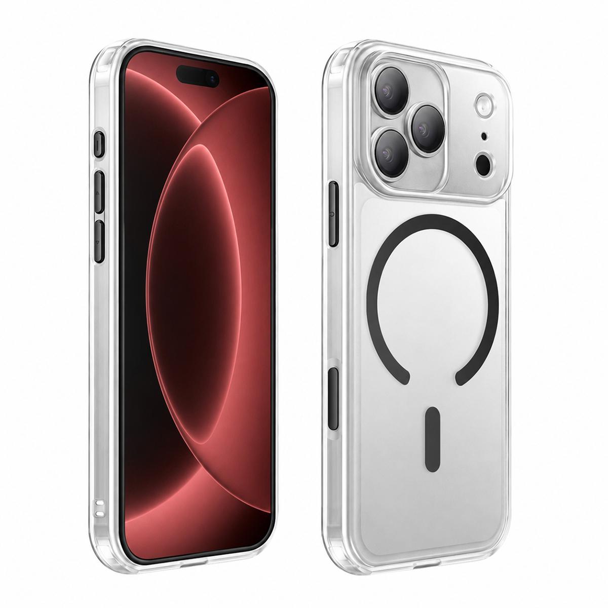 For iPhone 18 Pro XDcase Frosted Transparent Magnetic Shockproof Phone Case - Black - EDA008952105C