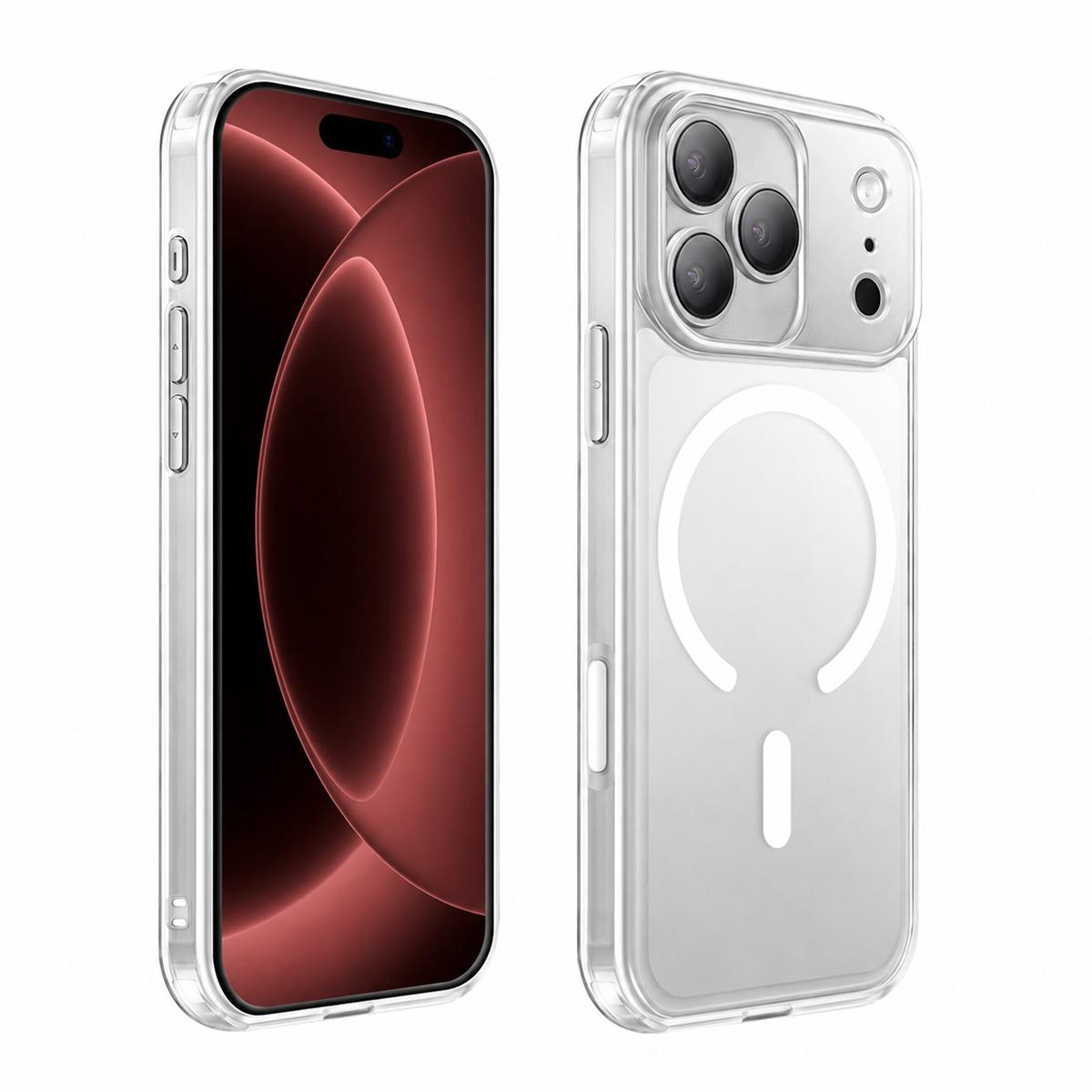 For iPhone 18 Pro XDcase Frosted Transparent Magnetic Shockproof Phone Case - White - EDA008952105D
