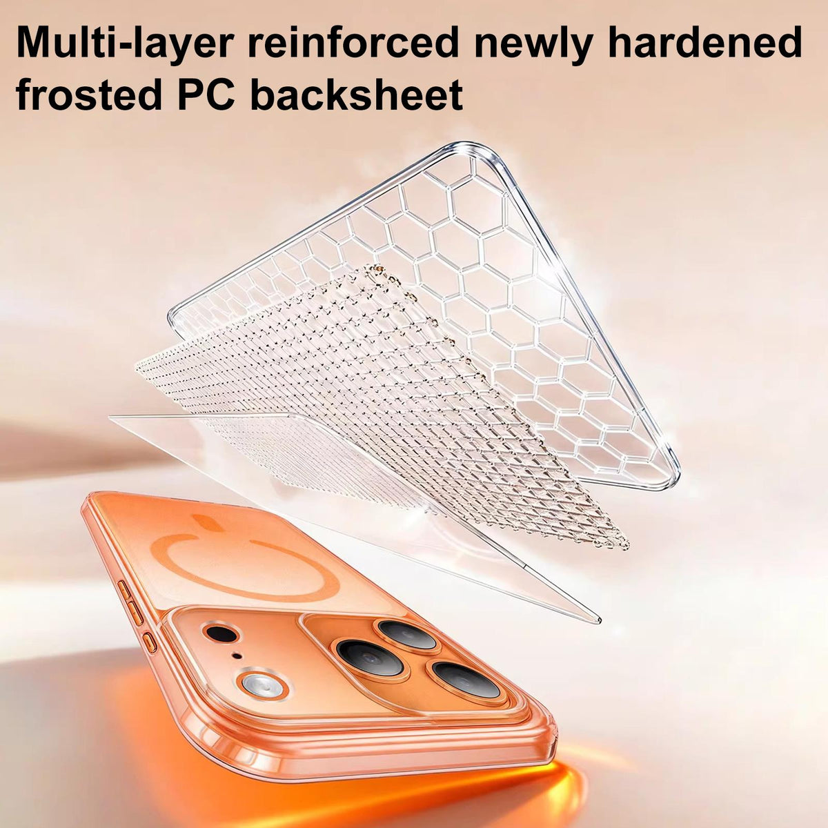 For iPhone 18 Pro XDcase Frosted Transparent Magnetic Shockproof Phone Case - Orange - EDA008952105A