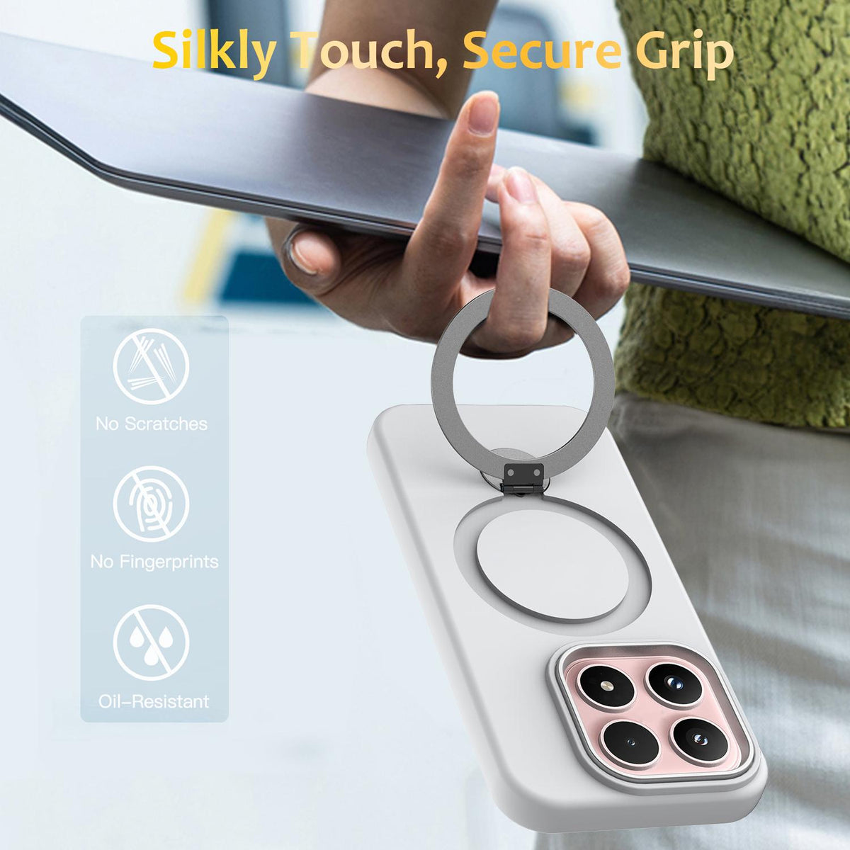 For Xiaomi 17 5G Gen1.5 Pivot Ring Holder TPU Hybrid PC Phone Case - White - EDA008974003A