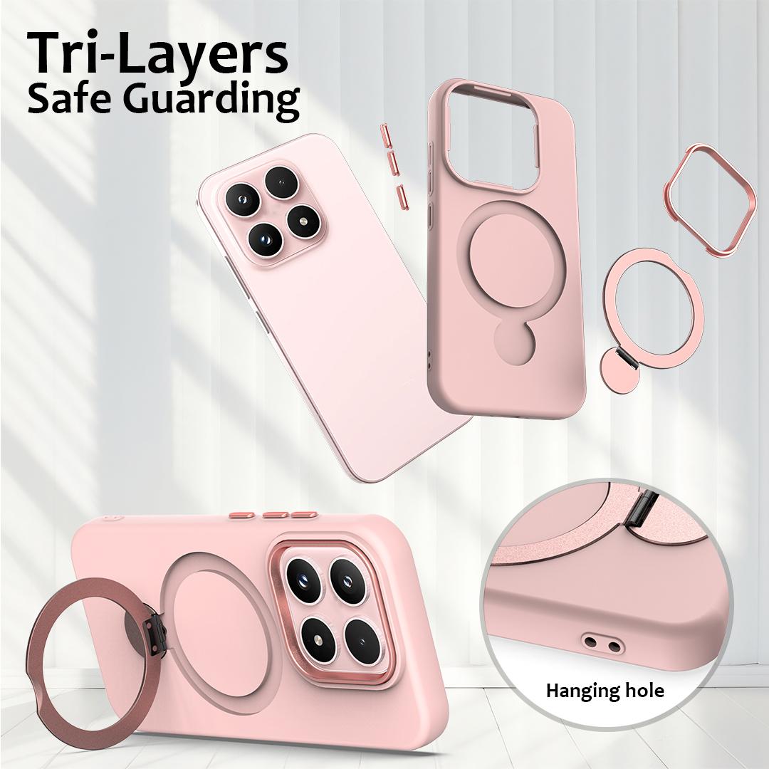 For Xiaomi 17 5G Gen1.5 Pivot Ring Holder TPU Hybrid PC Phone Case - Pink - EDA008974003B