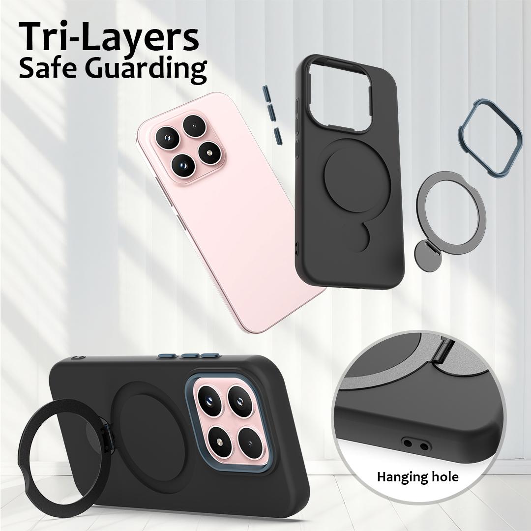 For Xiaomi 17 5G Gen1.5 Pivot Ring Holder TPU Hybrid PC Phone Case - Black - EDA008974003C