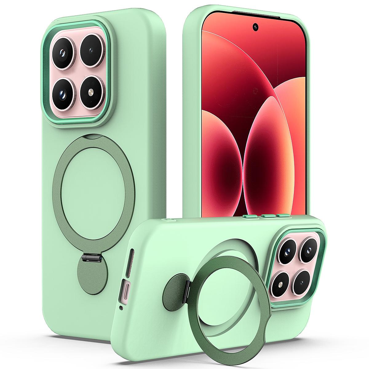 For Xiaomi 17 5G Gen1.5 Pivot Ring Holder TPU Hybrid PC Phone Case - Green - EDA008974003D