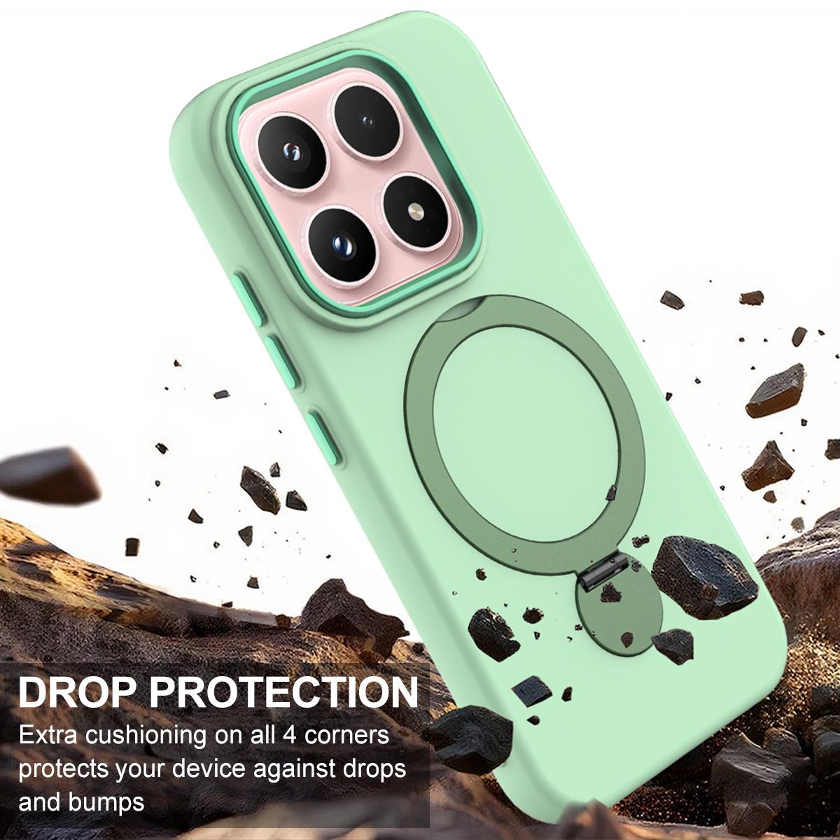For Xiaomi 17 5G Gen1.5 Pivot Ring Holder TPU Hybrid PC Phone Case - Green - EDA008974003D